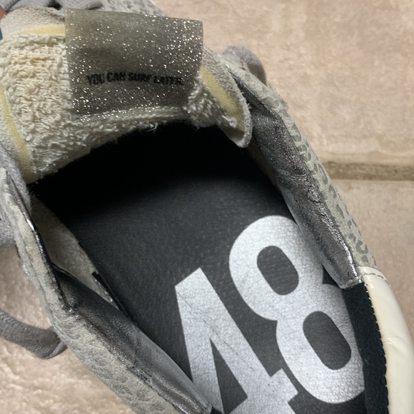 P448 John Metallic Leopard Print Suede Leather Low Top Sneakers - Picture 12 of 16